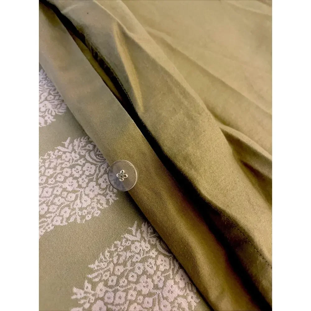 Pottery Barn GORGEOUS rare Queen Cotton Blend Reversible Duvet Cover. Green Pri